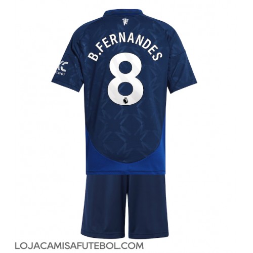 Camisa de Futebol Manchester United Bruno Fernandes #8 Equipamento Secundário Infantil 2024-25 Manga Curta (+ Calças curtas)